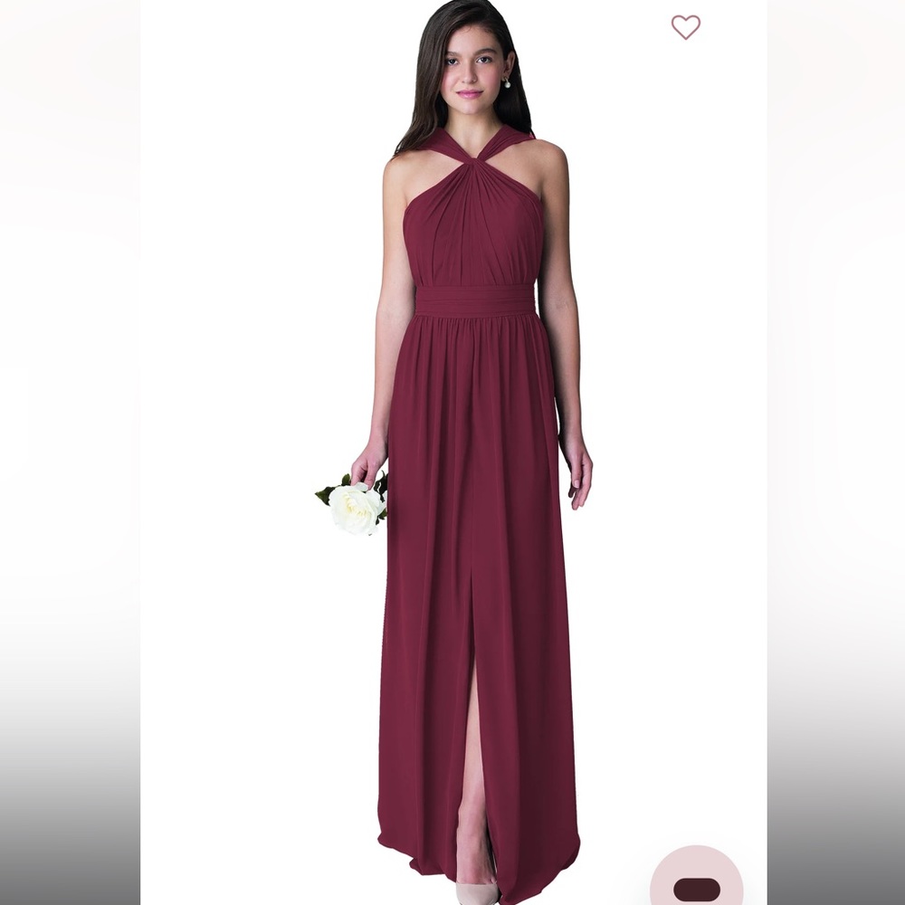 Brinley Chiffon Halter A-Line Princess Dress Wine